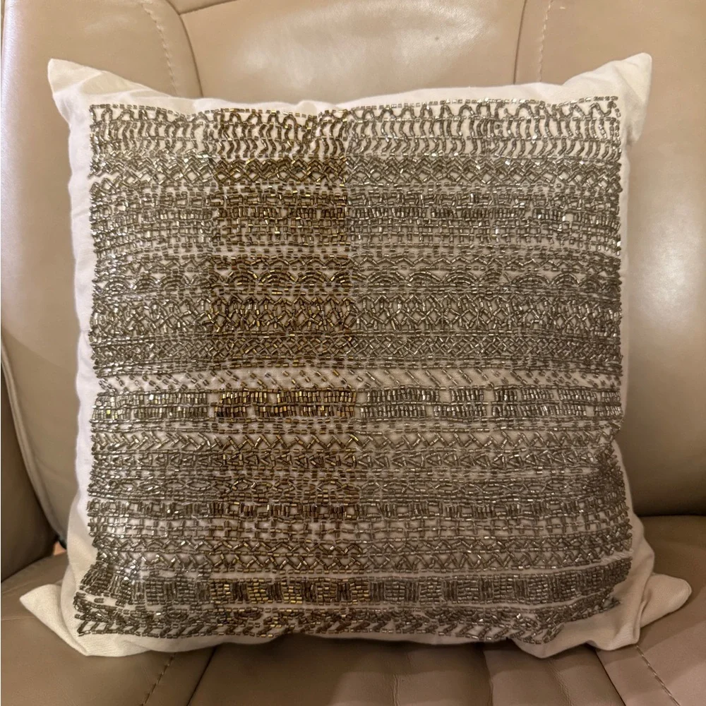 West Elm Beaded Decorative Pillow 16